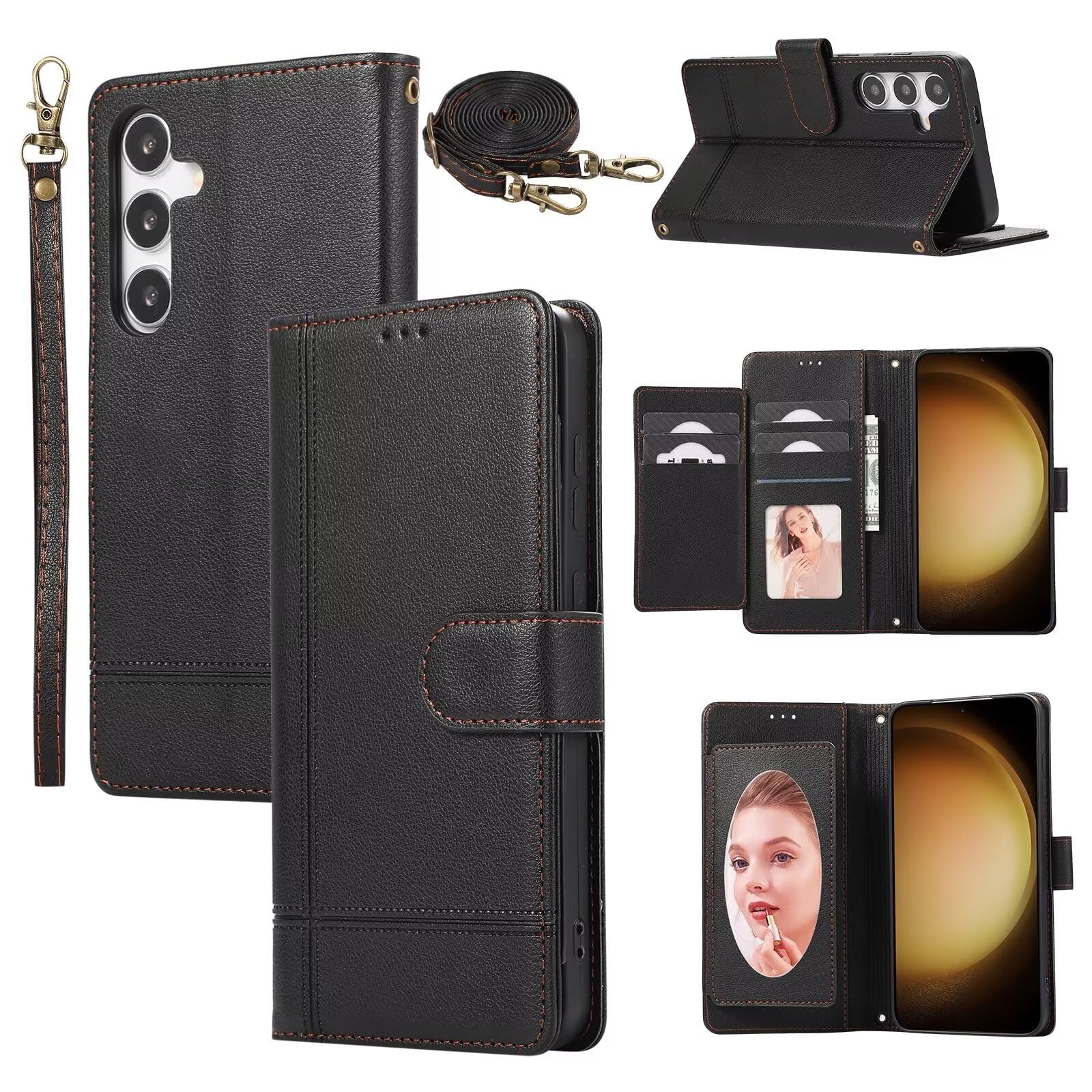 Amazon.co.jp: XIAOJUNJIE for Xiaomi 14 手帳型 ケース 縄掛け肩掛け